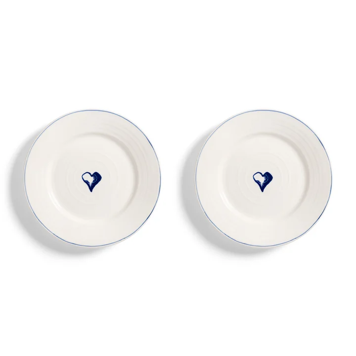 &klevering - Anouk Teller, Herz, Ø 21 cm, , blau (2er-Set)