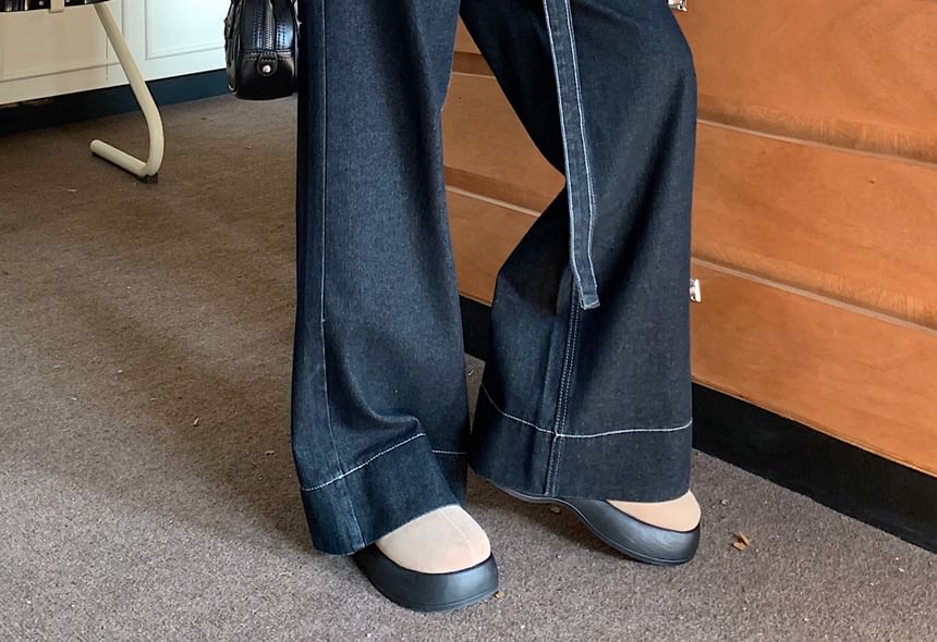 Beem - High Rise Plain Wide Leg Jeans met riem