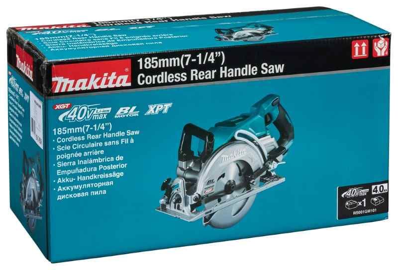 Makita RS001GM101 40 V Max Cirkelzaag 185 mm 4,0 ah accu (1 st), snellader, in doos