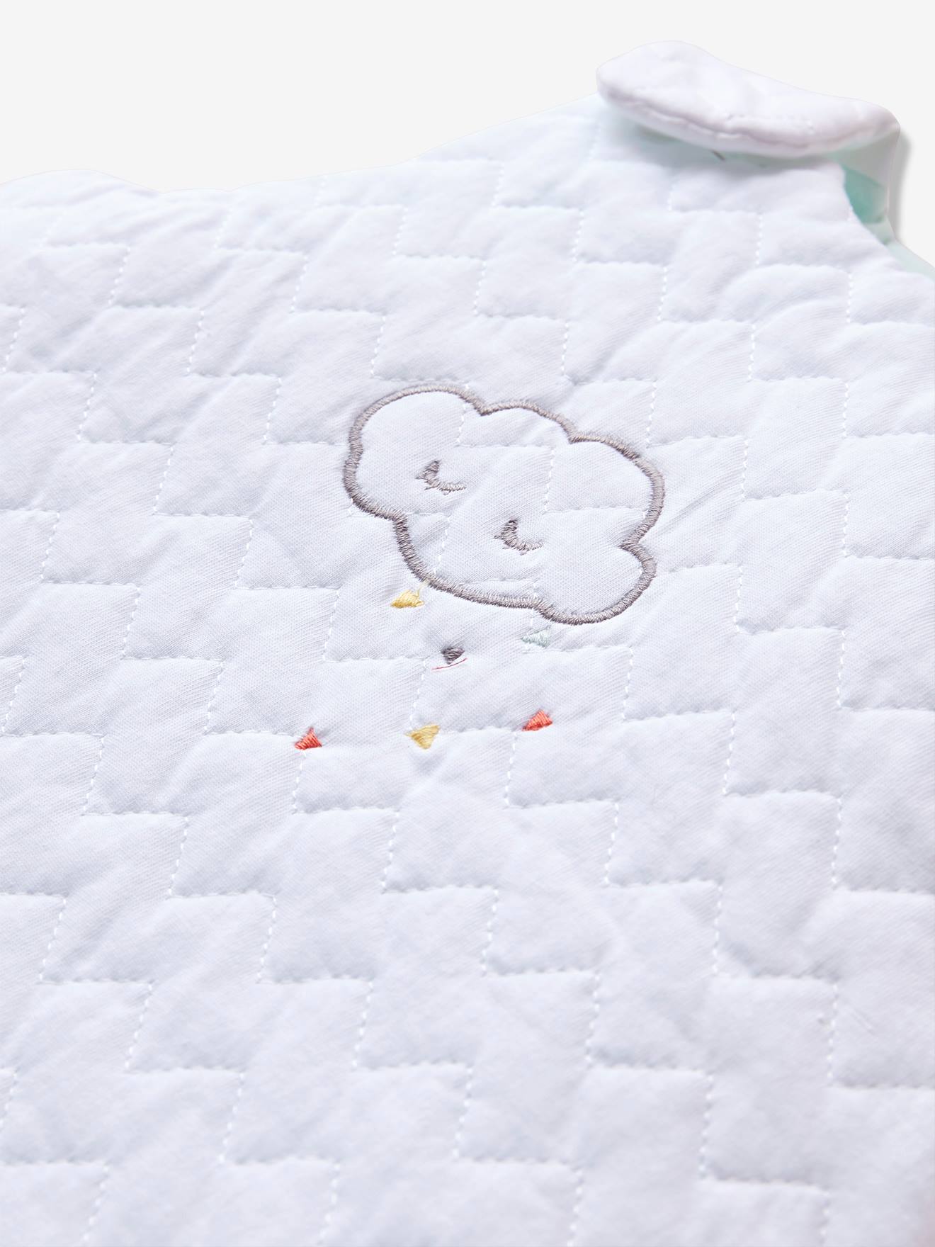 Saco de dormir para bebê em algodão orgânico, especialmente desenvolvido para bebês prematuros, branco claro, liso.