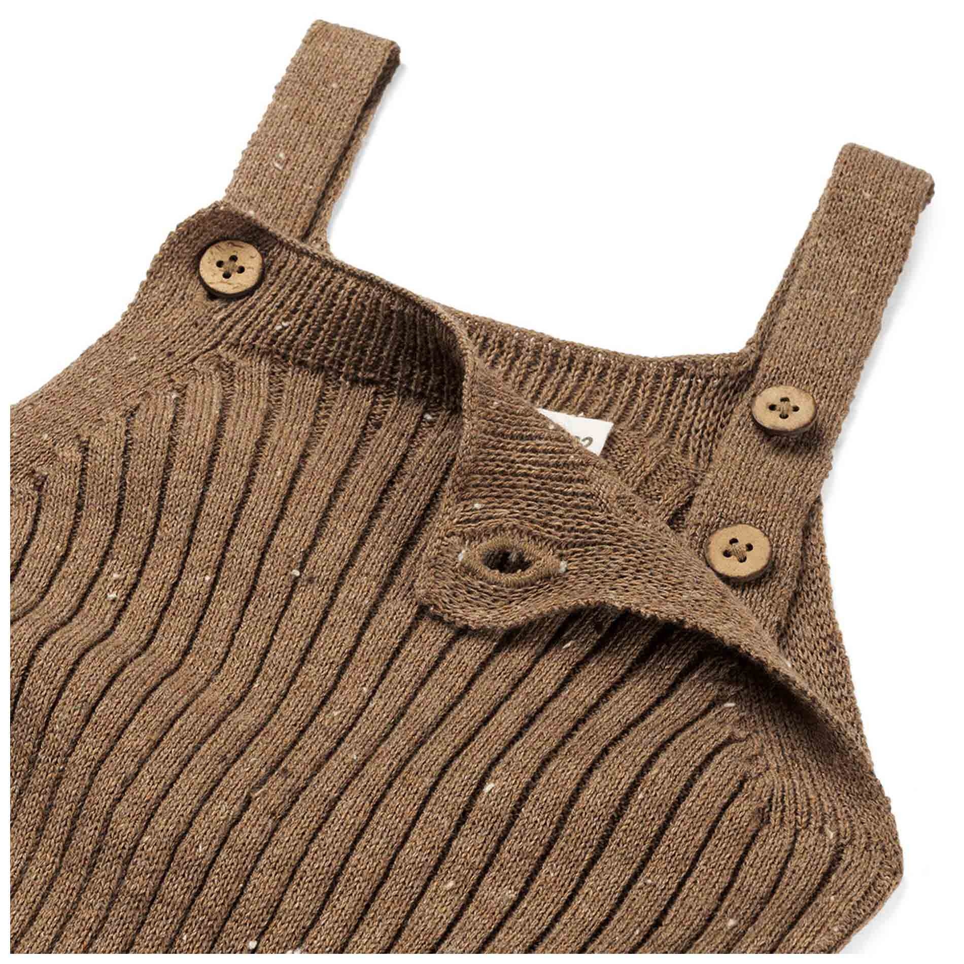 Sweet Petit Mini newborn tuinbroek mouwloos effen bruin