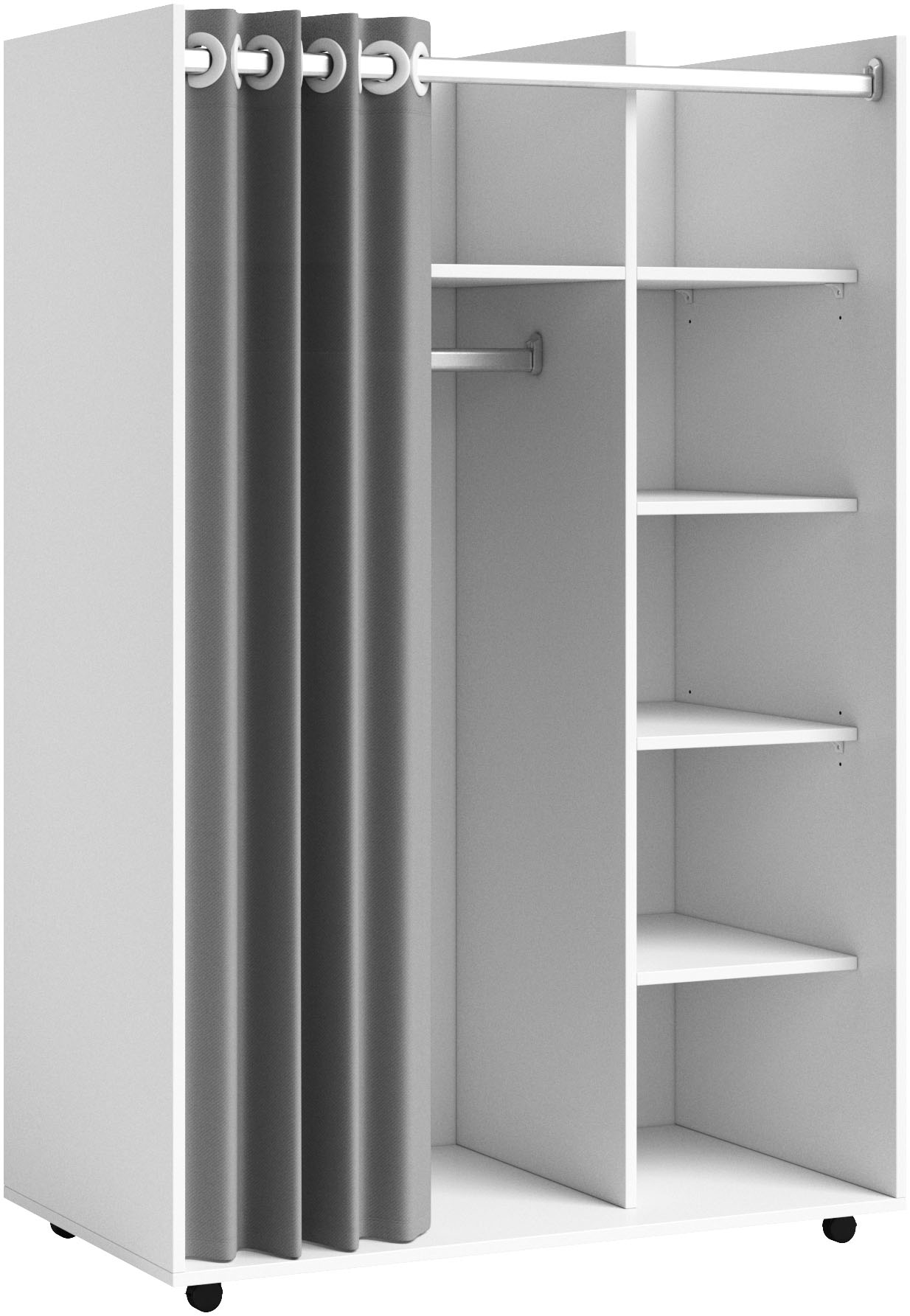 Schlafkontor Kleiderschrank »Jenke Kleiderschrank Schlafzimmerschrank auf Rollen - BESTSELLER« Allzweckkleiderschrank Schrank mit modernen Vorhang Garderobe