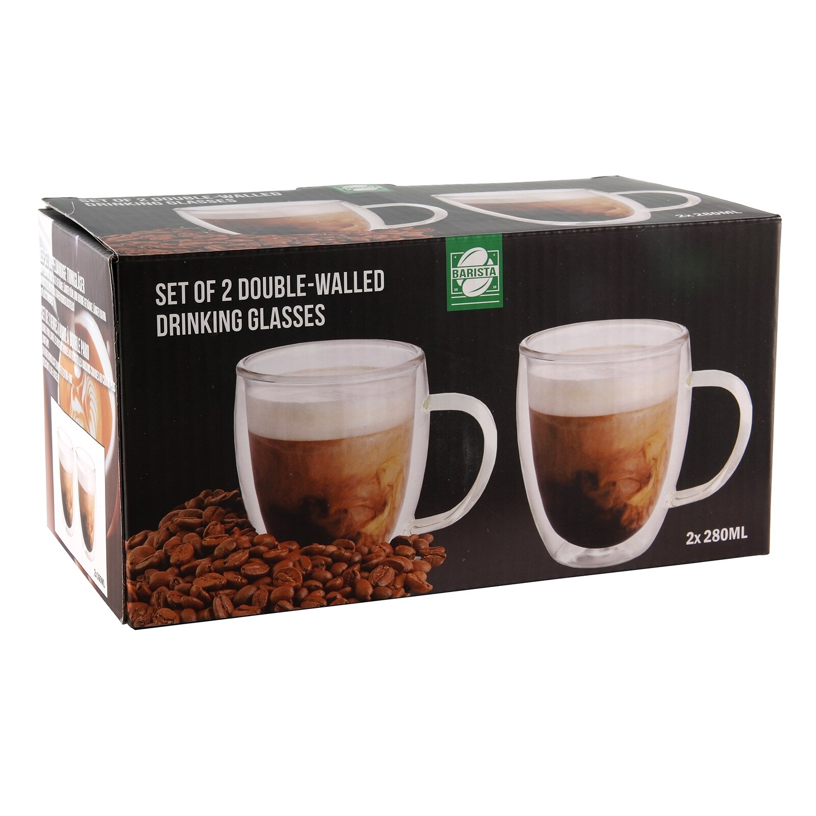 neuetischkultur Doppelwandglas mit Griff 2er Set Kaffee- und Teeglas