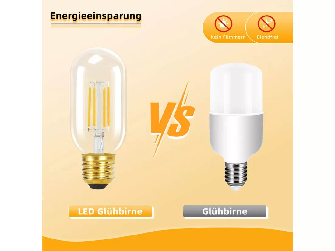 NETTLIFE Lot de 4 ampoules LED E27 blanc chaud vintage ampoules LED T45 4W 2700K lampe à économie d'énergie style rétro Edison verre à filament