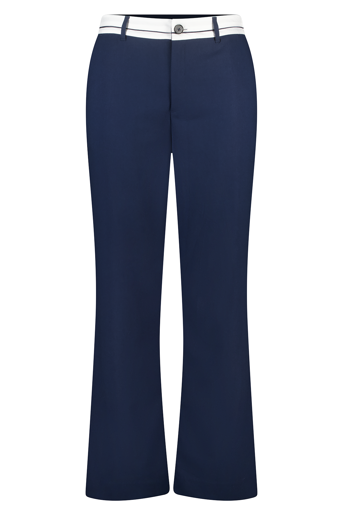 Wide leg broek met contrastdetail Navy blauw
