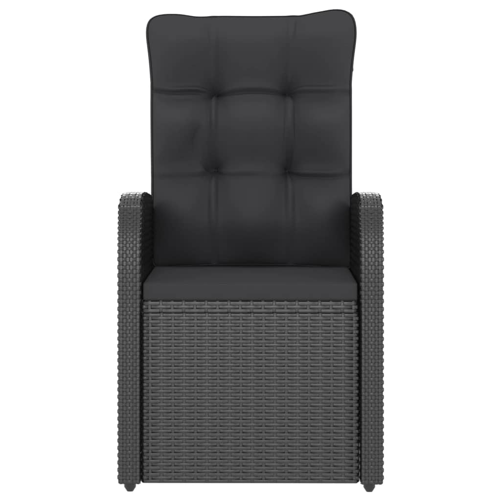 Mobilier à dîner jardin 9 pièces avec coussins résine tressée noir