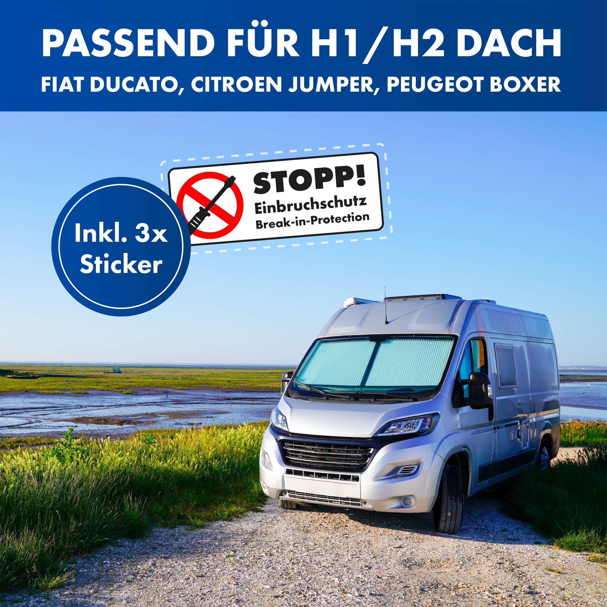 LAINFELD Hecktürverriegelung Einbruchschutz H1/H2 Dach für z.B. FIAT Ducato, Citroen Jumper