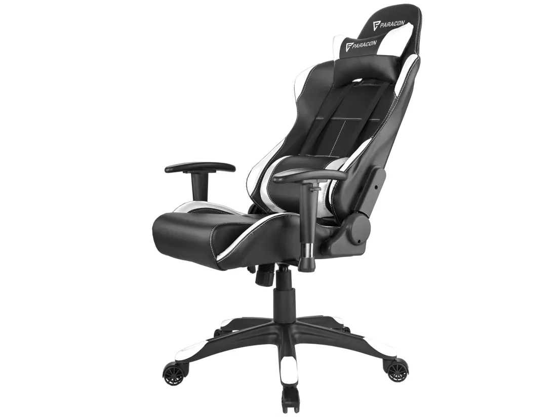 Paracon Rogue Fauteuil de gamer avec oreiller cervical et soutien lombaire, blanc.