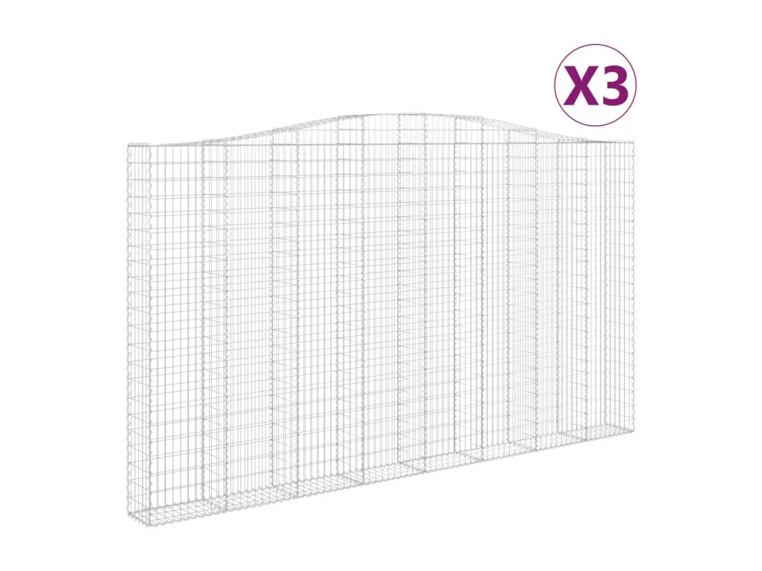 Paniers à gabions arqués 3 pcs 400x30x220-240 Fer galvanisé