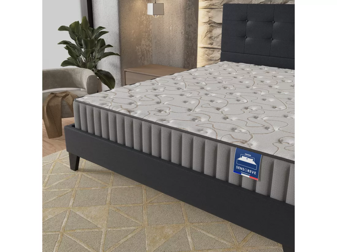 Ensemble Matelas + Lit Avec Tête De Lit 140x190 Cm, Orionis 22cm D’épaisseur À Mémoire De Forme