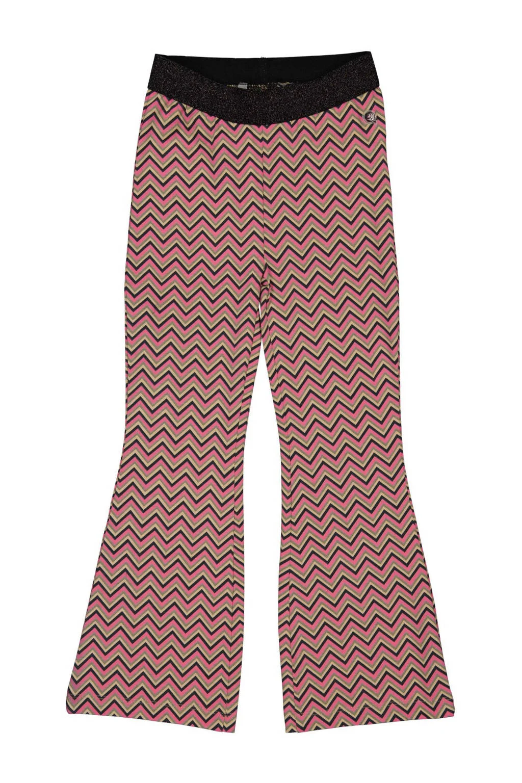 Quapi flared fit broek ZUZE met all over print roze/beige/antraciet