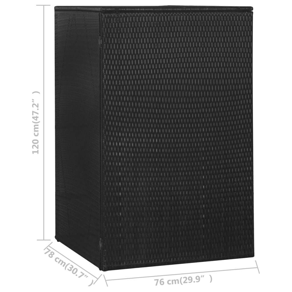 Abri de poubelle simple noir 76x78x120 cm résine tressée