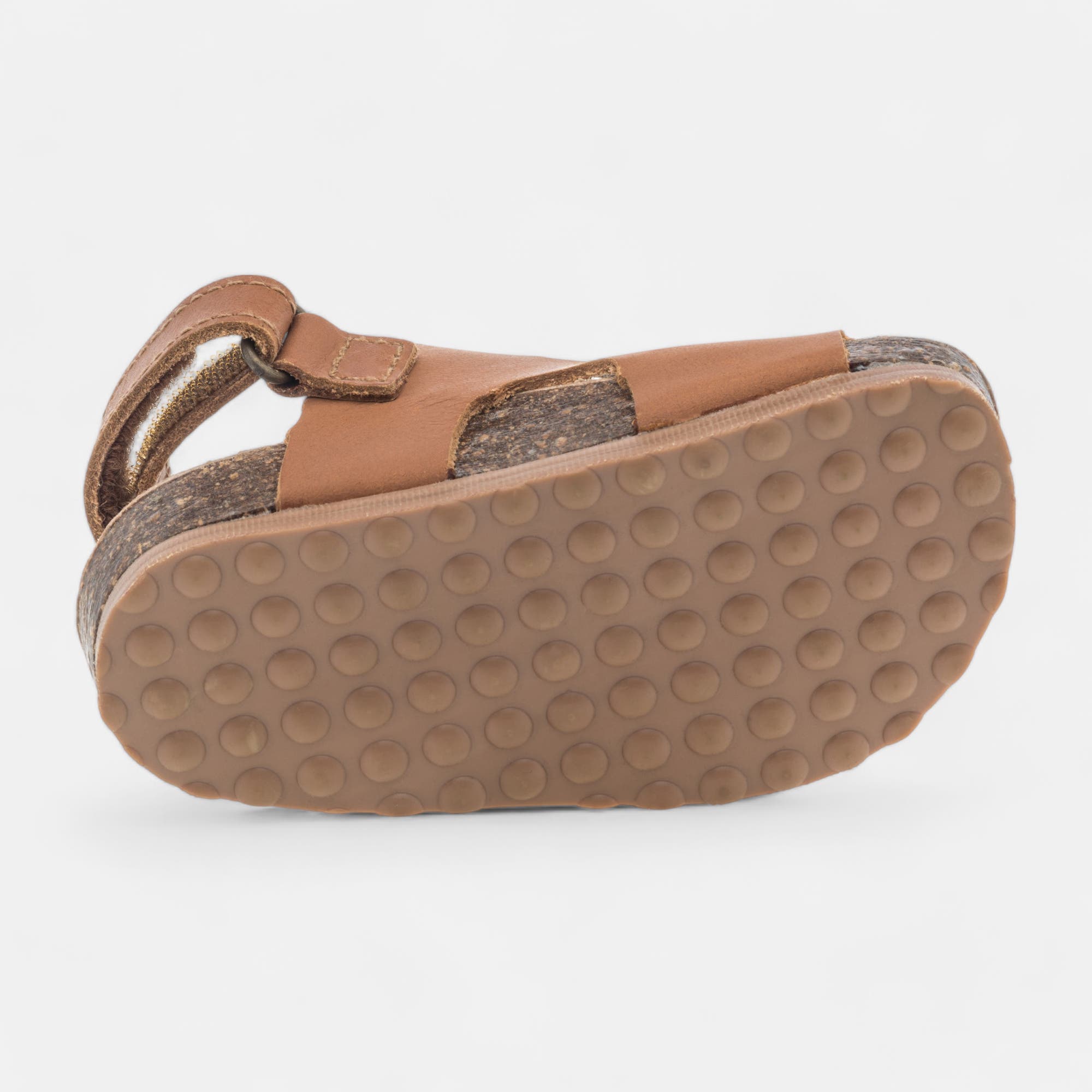 Mules semelle liège Bébé garçon en cuir marron