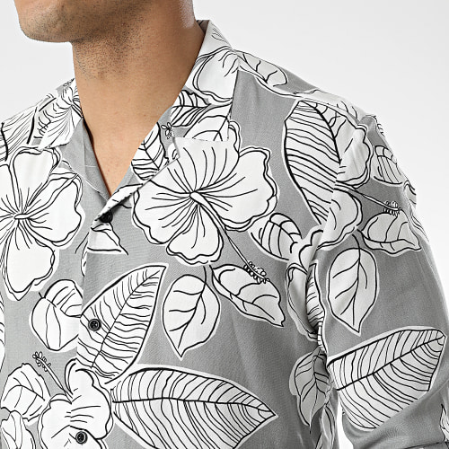 Chemise Manches Longues G-9032 Gris Blanc