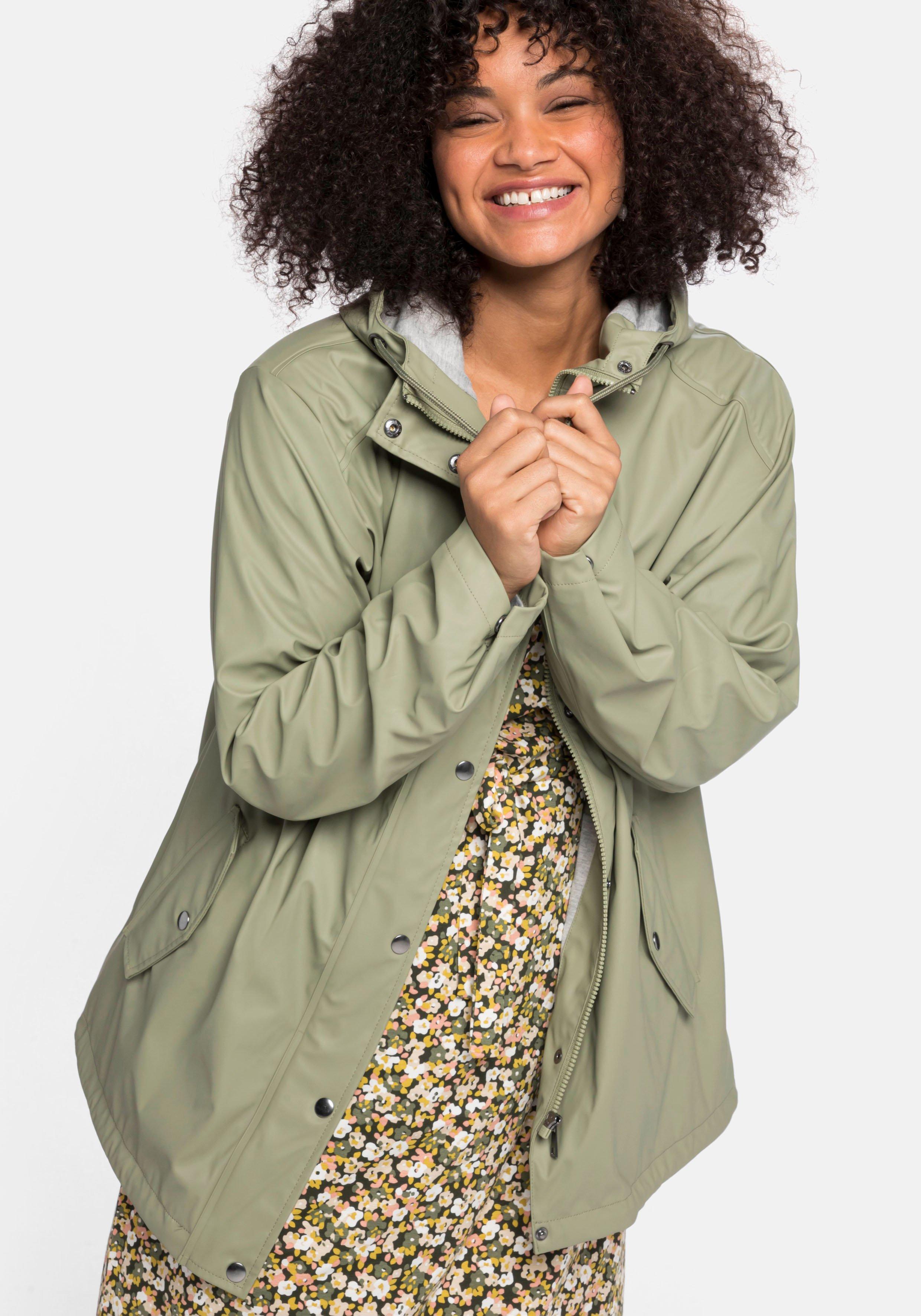 Regenjacke mit Jerseyfutter, hinten länger als vorn