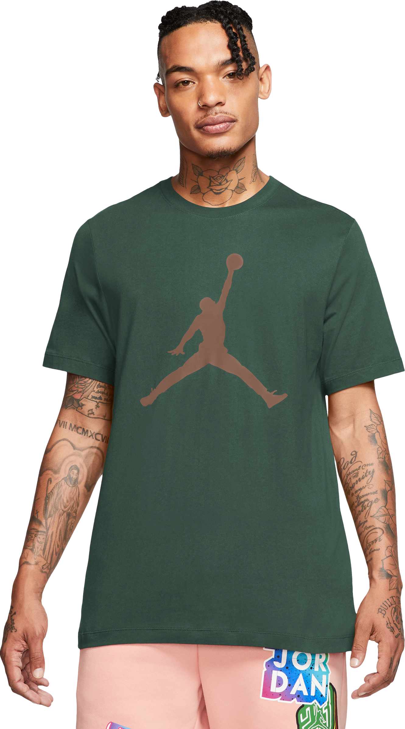 Jordan MJ Jumpman Crew T-Shirt Grün Braun F333