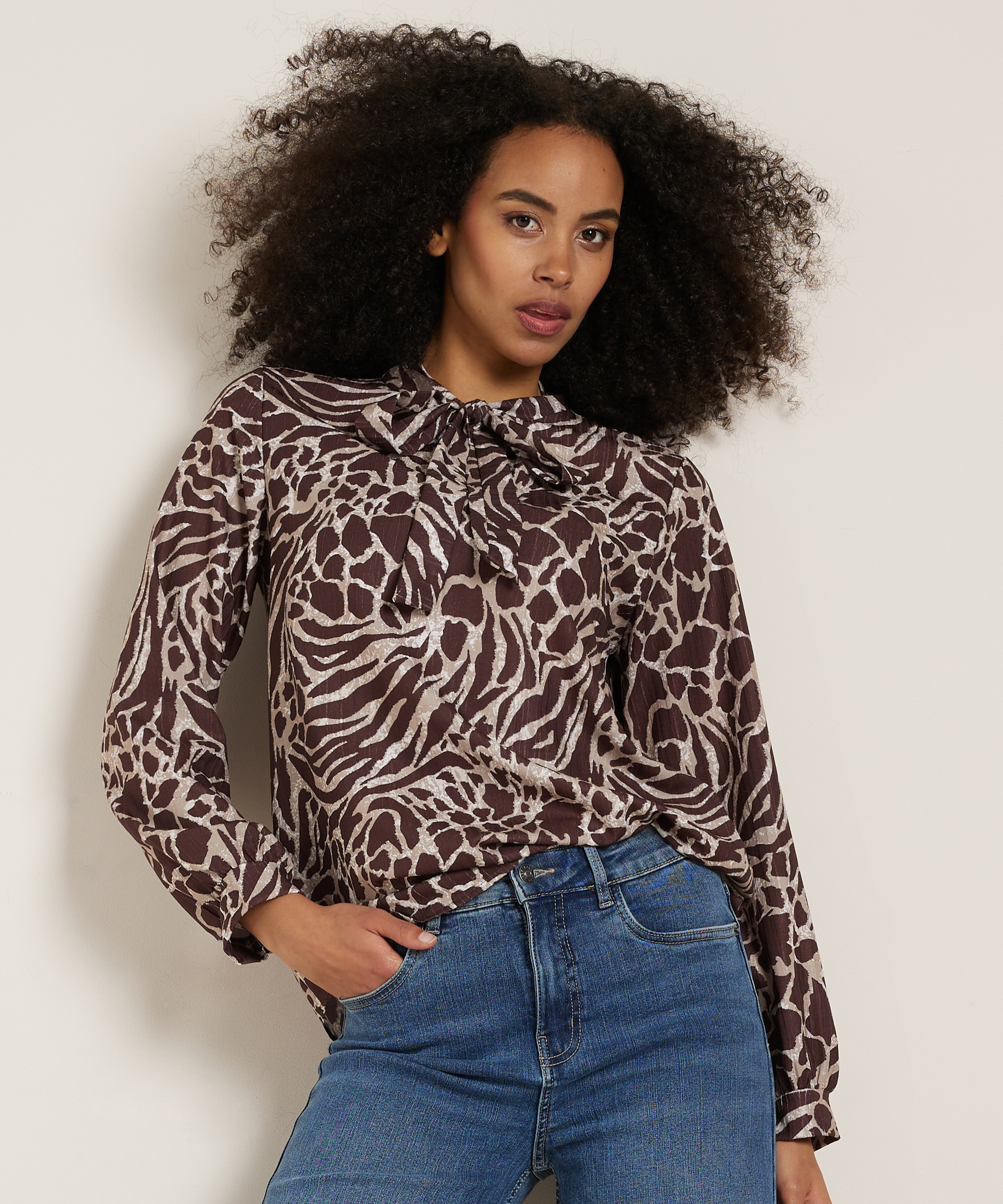 animalprint top met strik