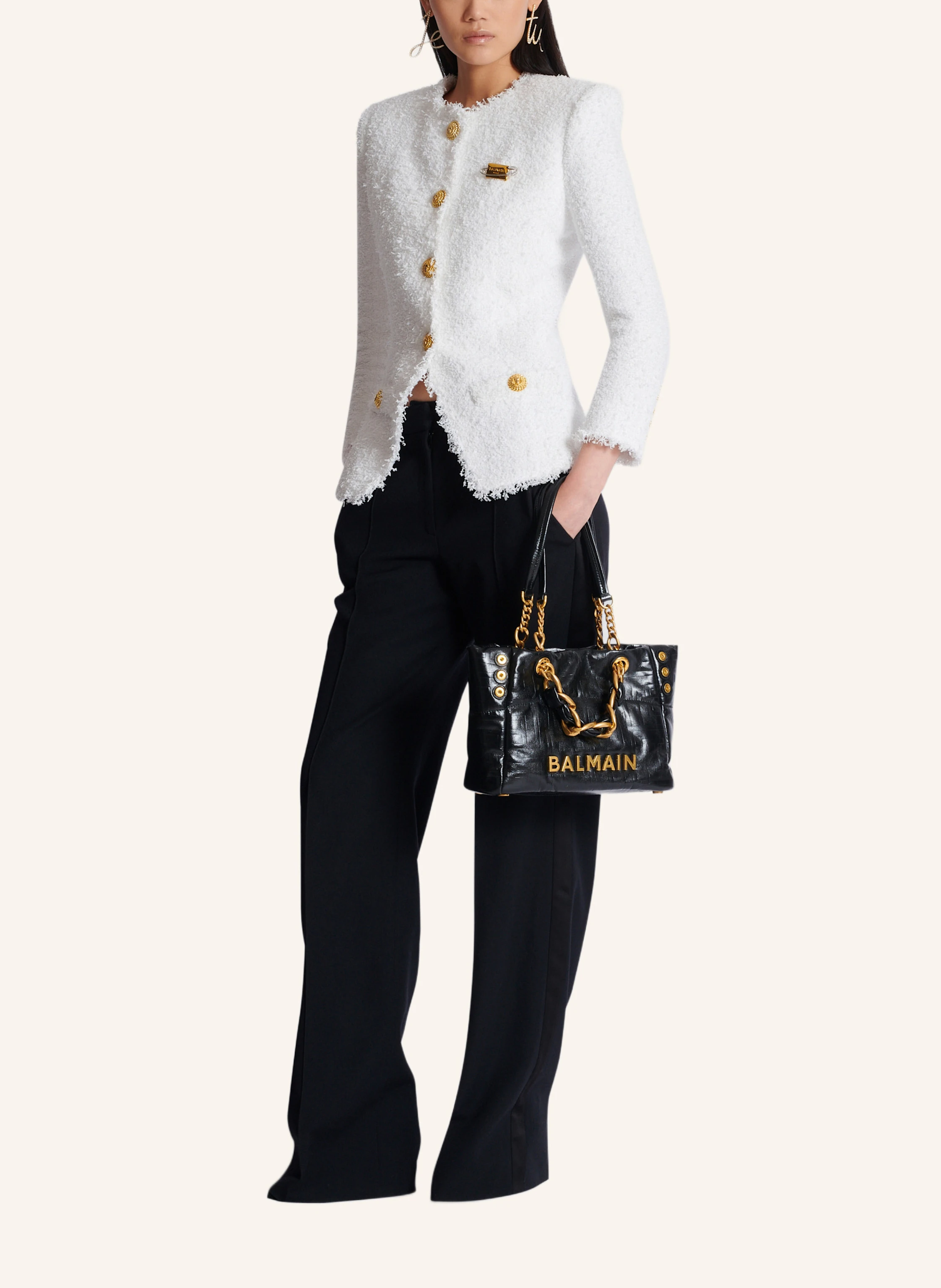 BALMAIN Kleiner Shopper 1945 Soft aus rissigem Kalbsleder