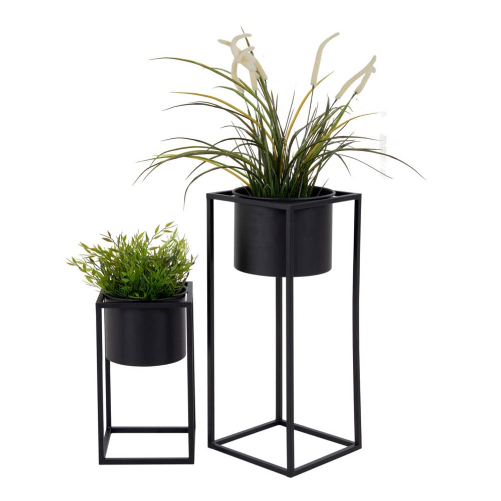Staande plantenpot Finnley (set van 2) Finnley staande bloempot zwart - set van 2
