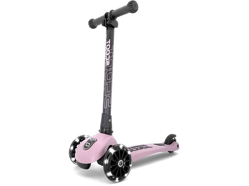 Scoot and Ride Scooter Highwaykick 3 LED, Rose Zusammenklappbarer Mini-Scooter mit hellen weissen LEDs an den Rädern