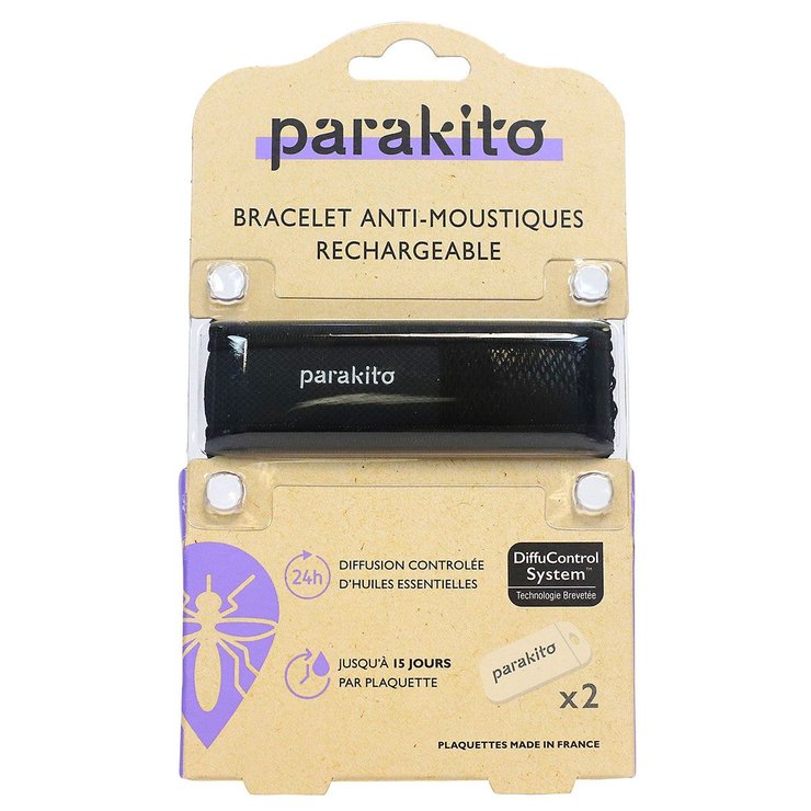 Bracelet anti-moustiques rechargeable Noir uni