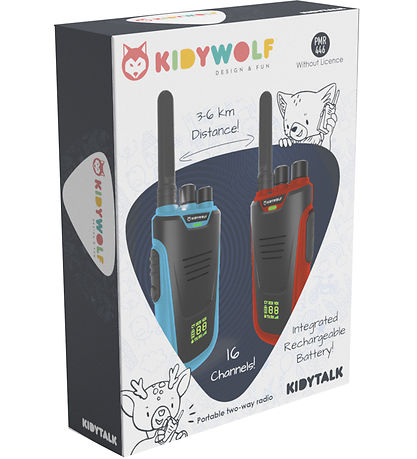 Kidywolf Walkie Talkie - 2 stk. - Kidytalk - Blå/R?d
