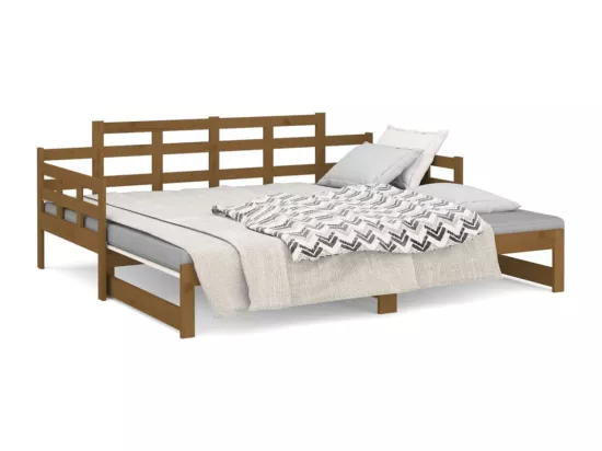 Lit coulissant sans matelas marron miel 2x(90x190) cm