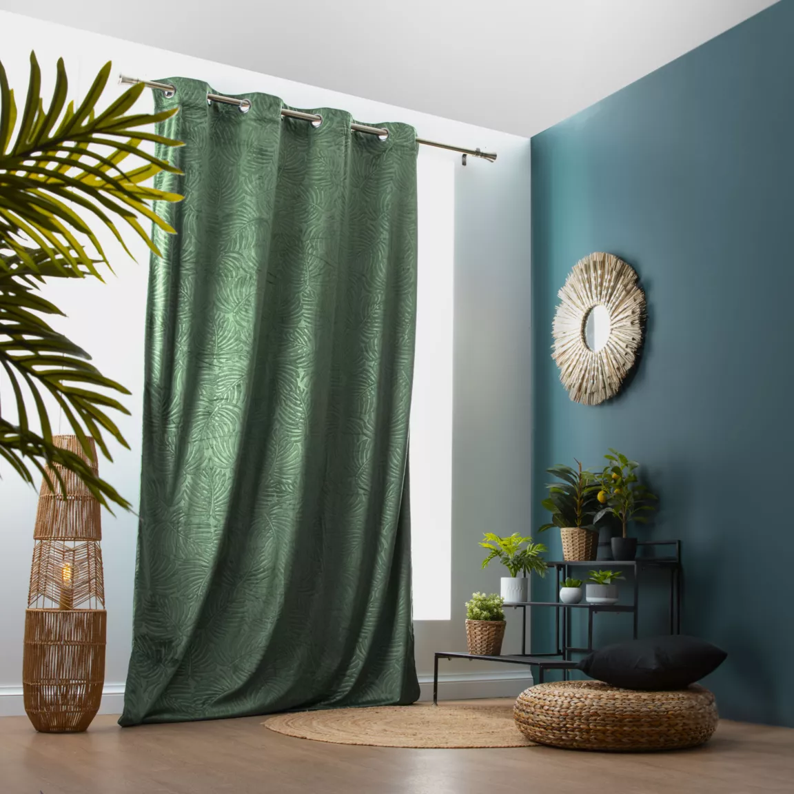 Rideau obscurcissant velours (140 x 280 cm) Fern Vert romarin