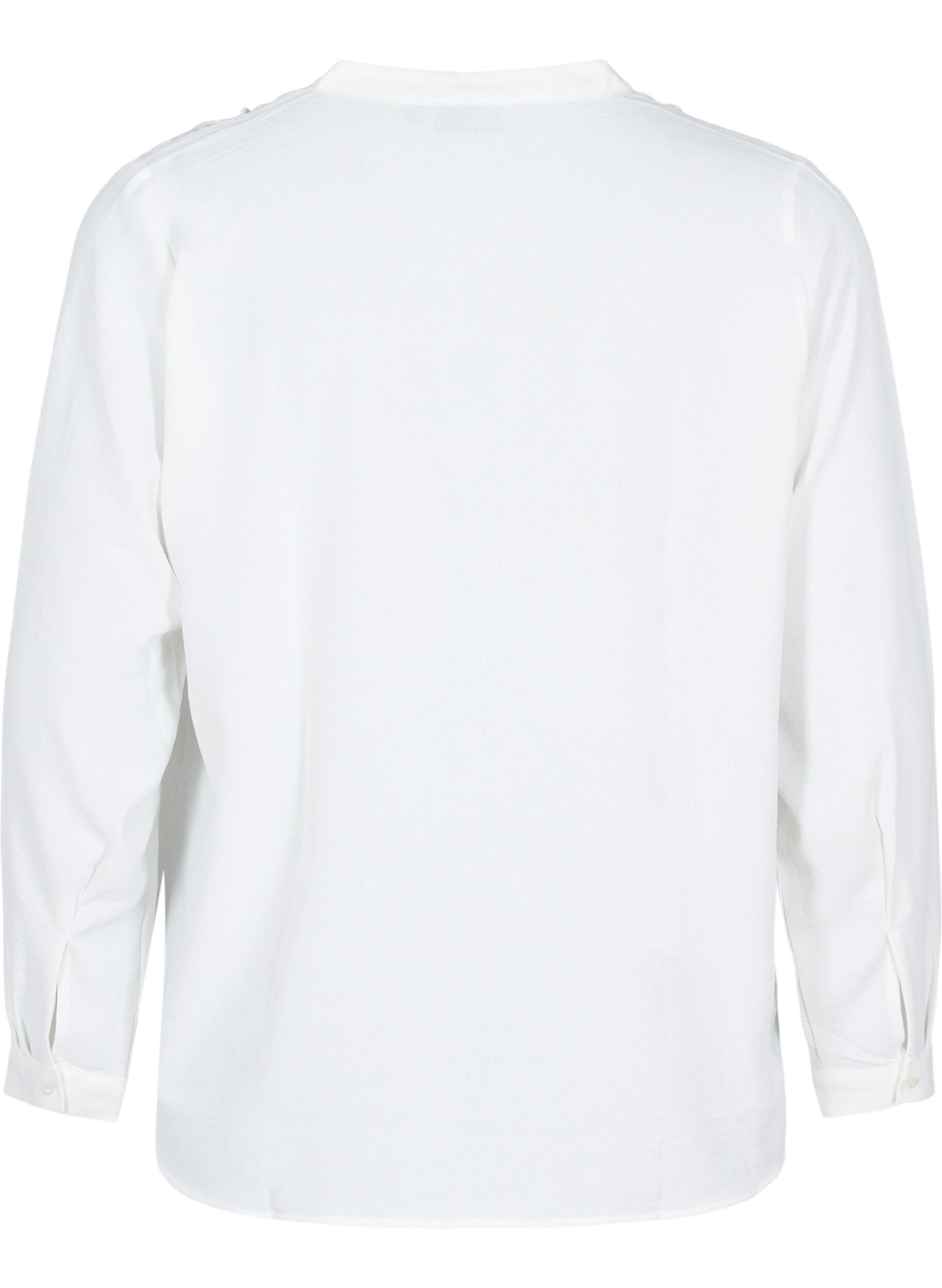 Langærmet skjortebluse med v-hals