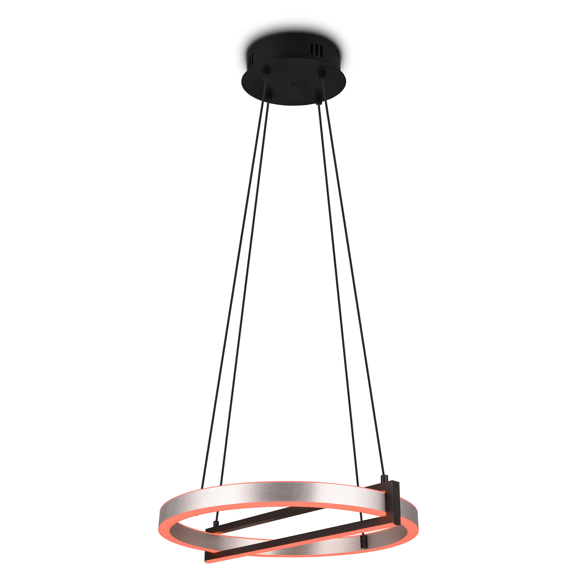 RGB-LED-Pendelleuchte - alufarben - schwarz matt - mit Fernbedienung