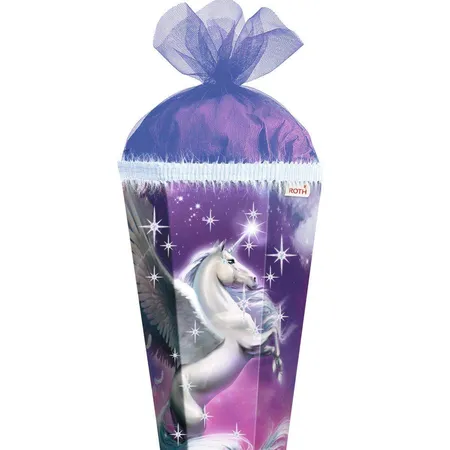 Roth Motiv-Schultüte, Magic Pegasus, 85cm, eckig, Rot(h)-Spitze, Tüllverschluss, Glitter & Glitzerborte