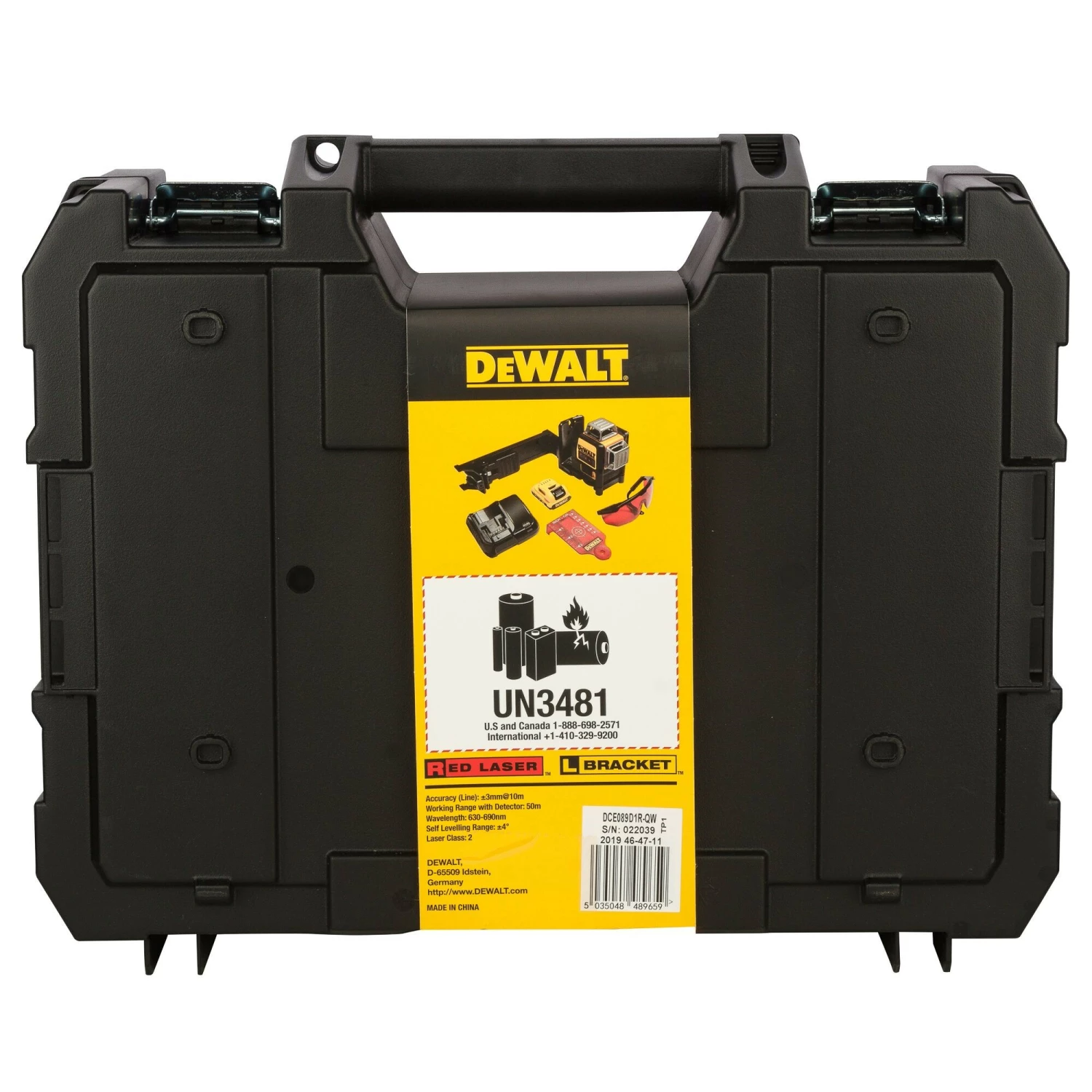 DeWALT DCE089D1R 10,8V Li-Ion accu zelfnivellerende 3x360° graden multilijnlaser set (1x 2.0Ah accu) in koffer - 3 lijnen - 15m - rood