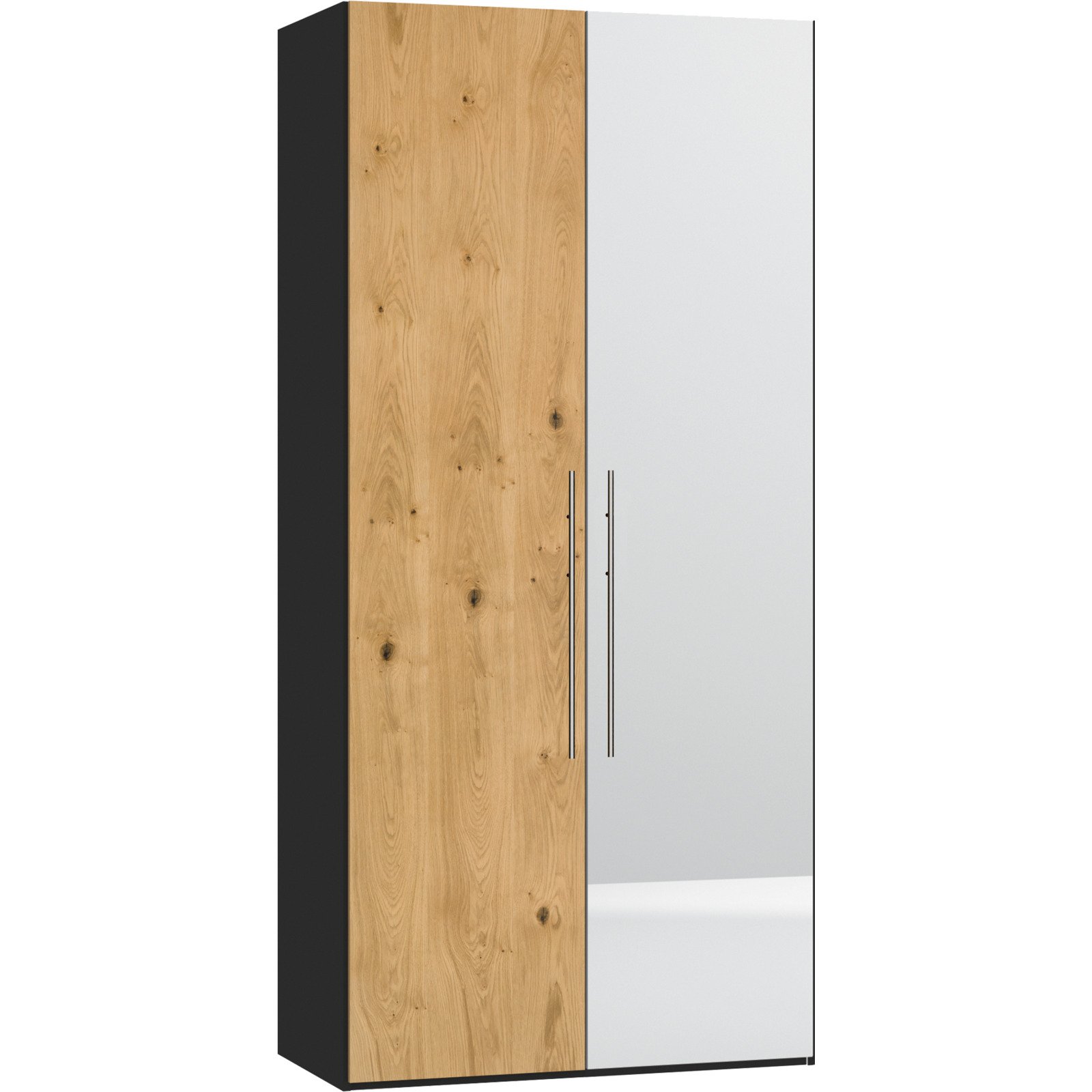 Schrank Schweizer 204 Eiche Furnier schwarz, mit Spiegel