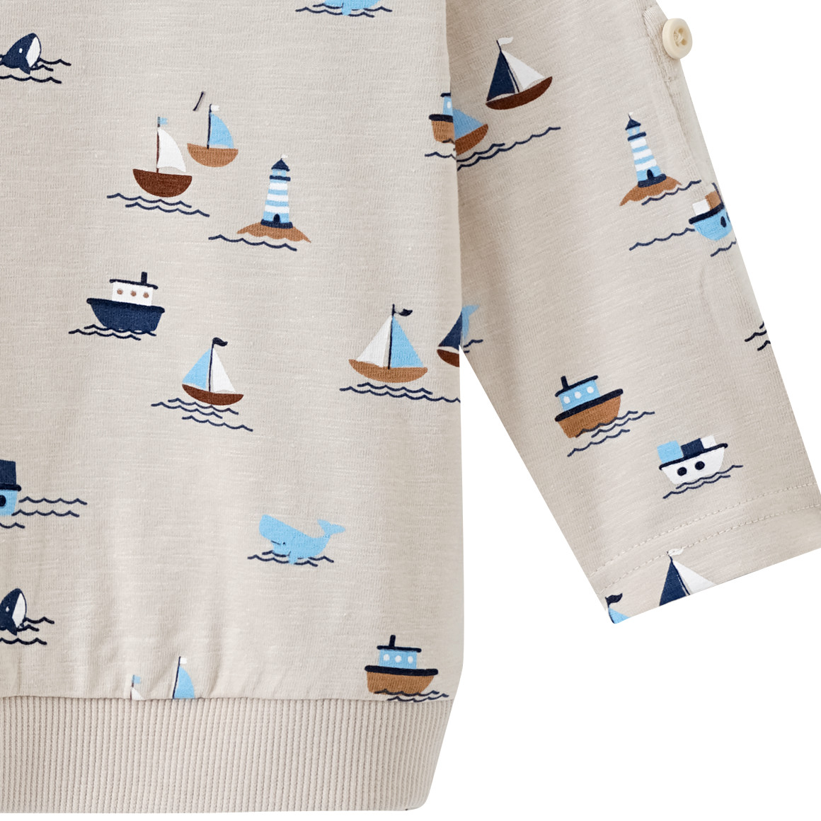 Topomini Baby Langarmshirt mit Meeres-Motiven beige
