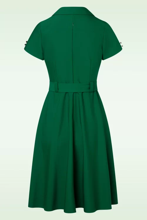 Glamour Bunny Business Babe The Giselle swing jurk in smaragdgroen