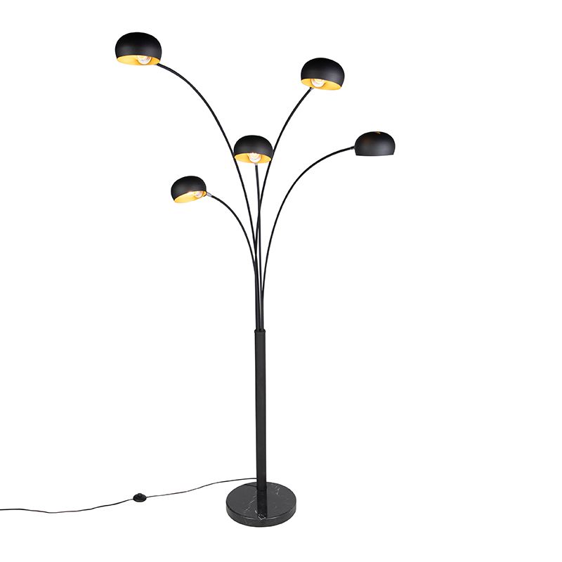 Design vloerlamp zwart 5-lichts - Sixties Marmo