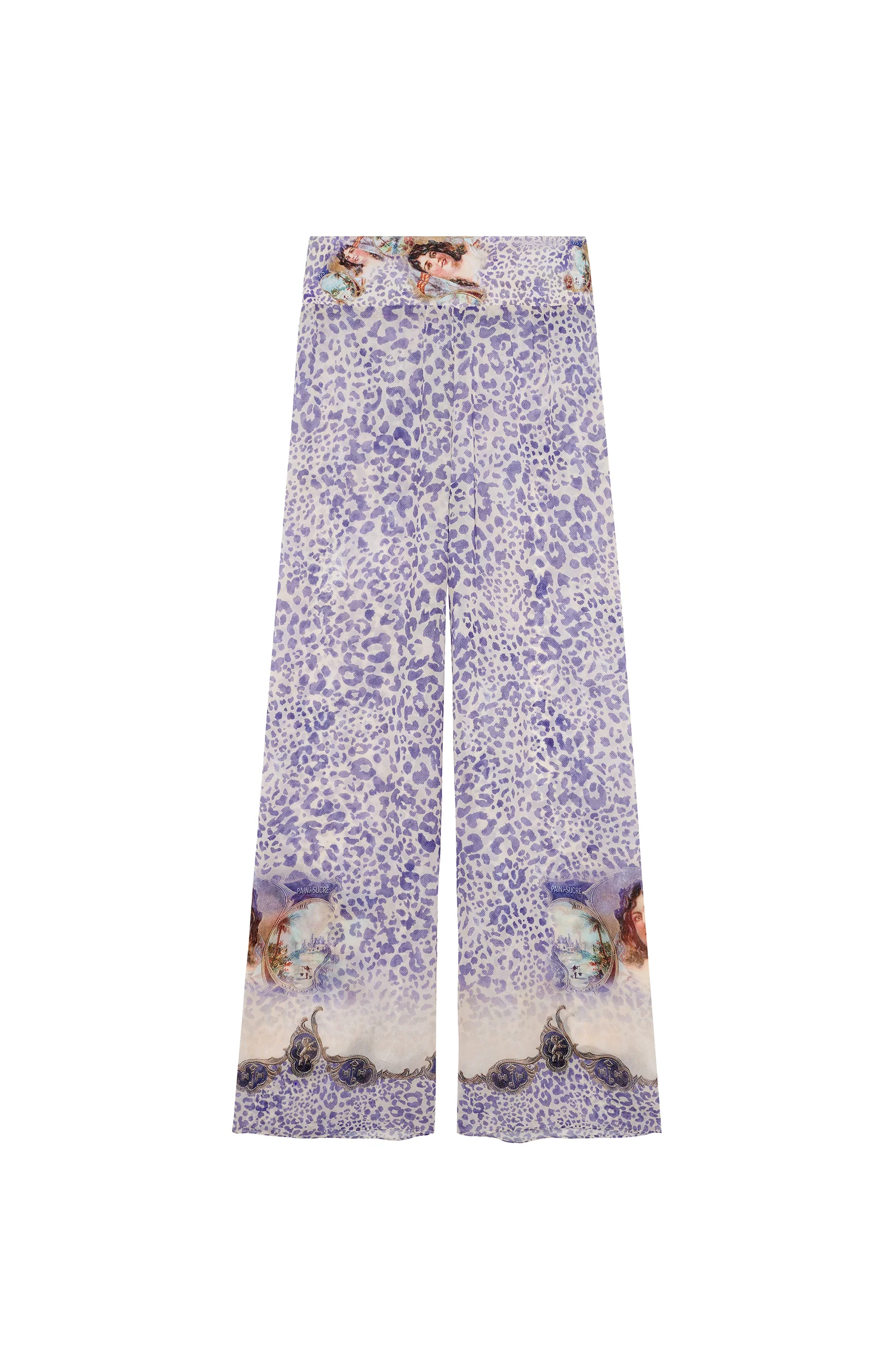 assia Large pantalon en voile fixe imprimé Cuba