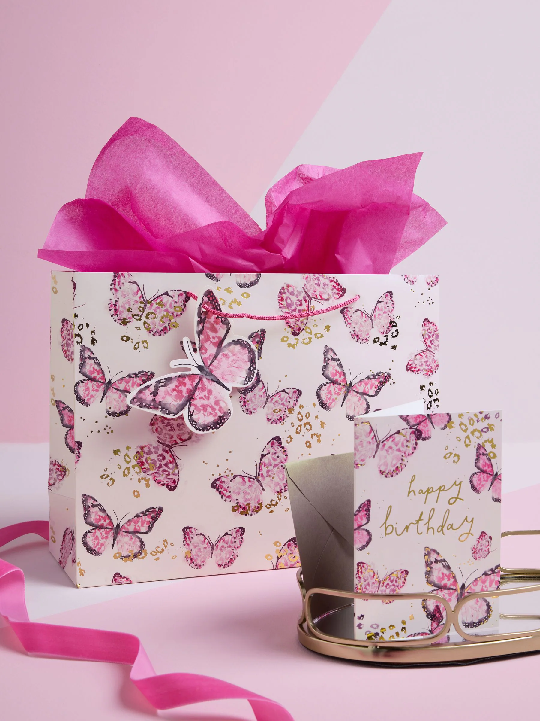 Large Butterfly Gift Bag and Card Set