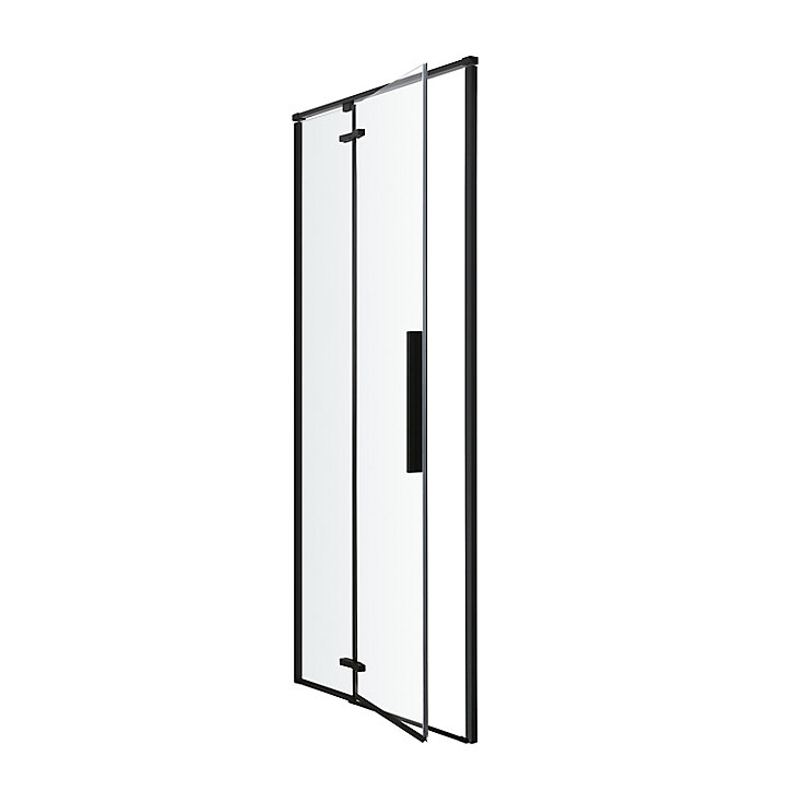 Porte de douche pivotante GoodHome Ezili transparent profilé noir 90 cm