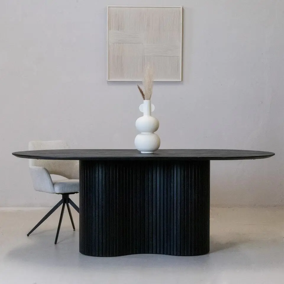 Eettafel Ovaal 200cm - Zwart - Hout - Eettafel Ava