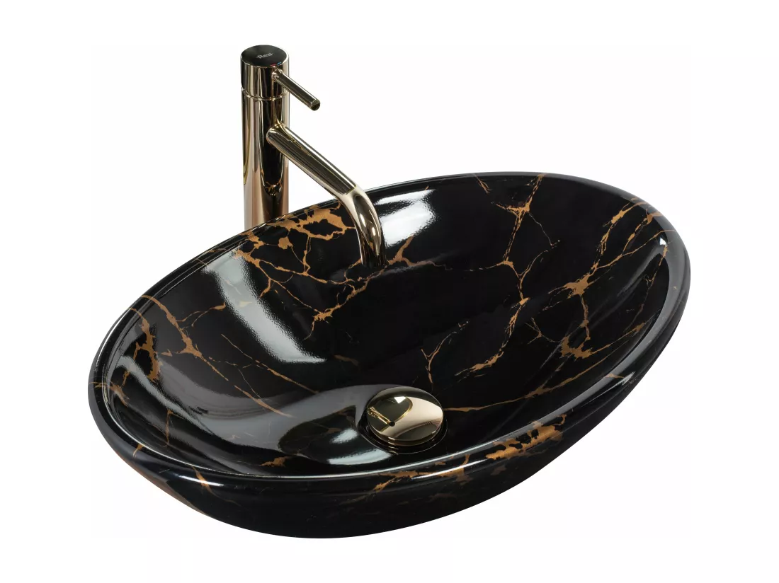 Vasque À Poser Rea Pamela Marble Shiny Black