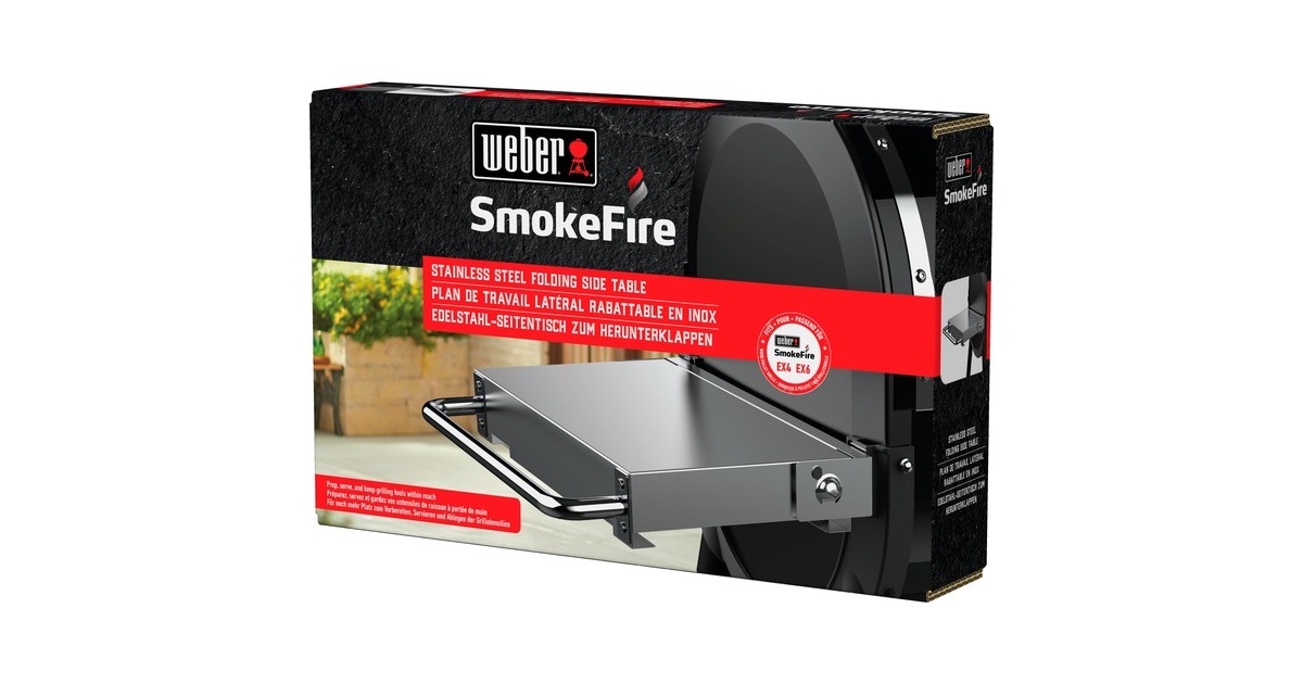 WeberRoestvrijstalen opklapbare zijtafel - SmokeFire EX4 en EX6  (Roestvrij staal)