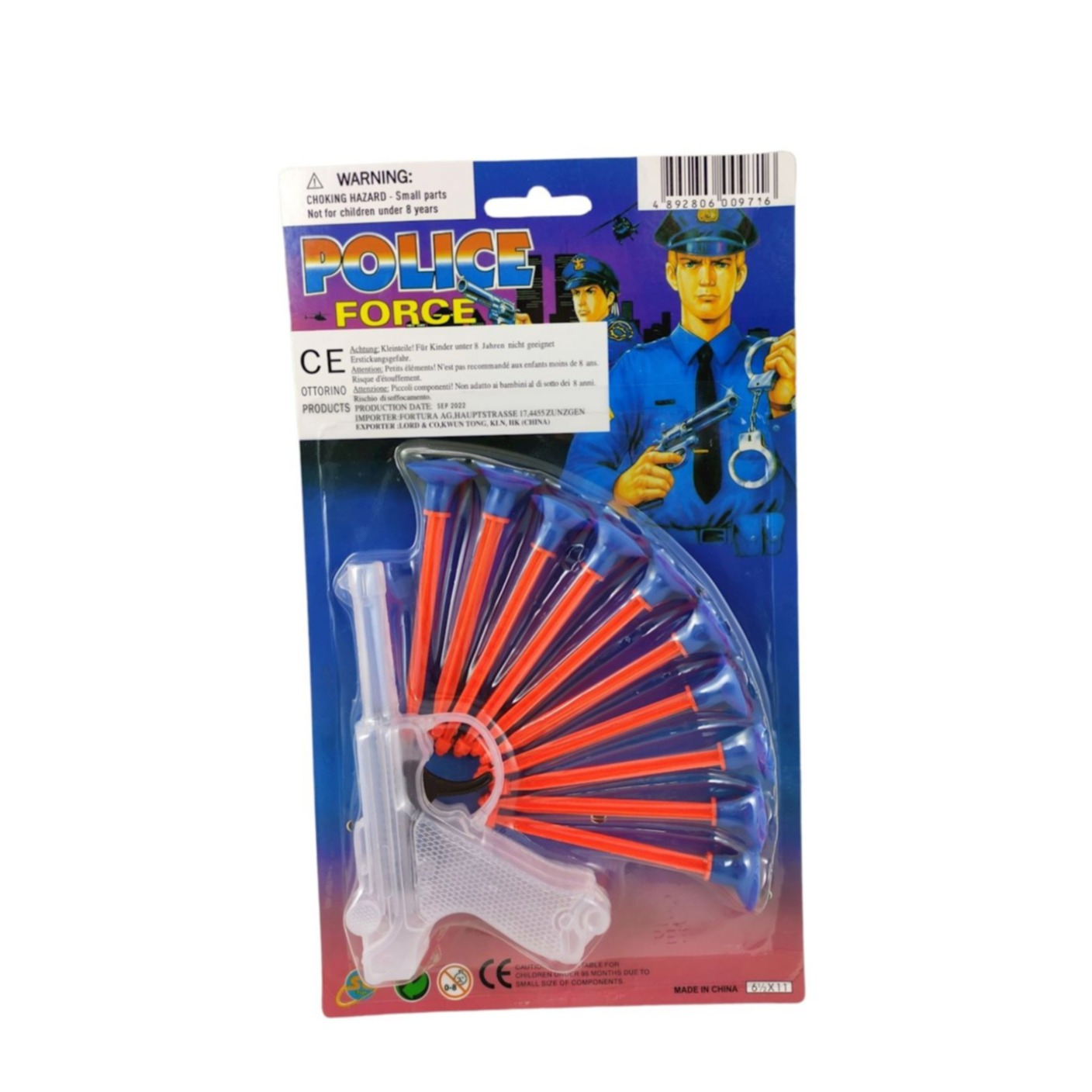 (11-tlg. Set) Pfeil Pistole Police Force Kostüm Zubehör Spielset für Kinder (50180) - Transparent