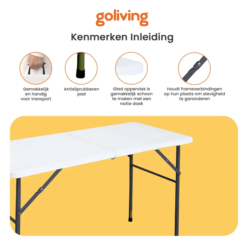 Goliving Inklapbare Tafel – Klaptafel – Campingtafel – Vouwtafel Buiten