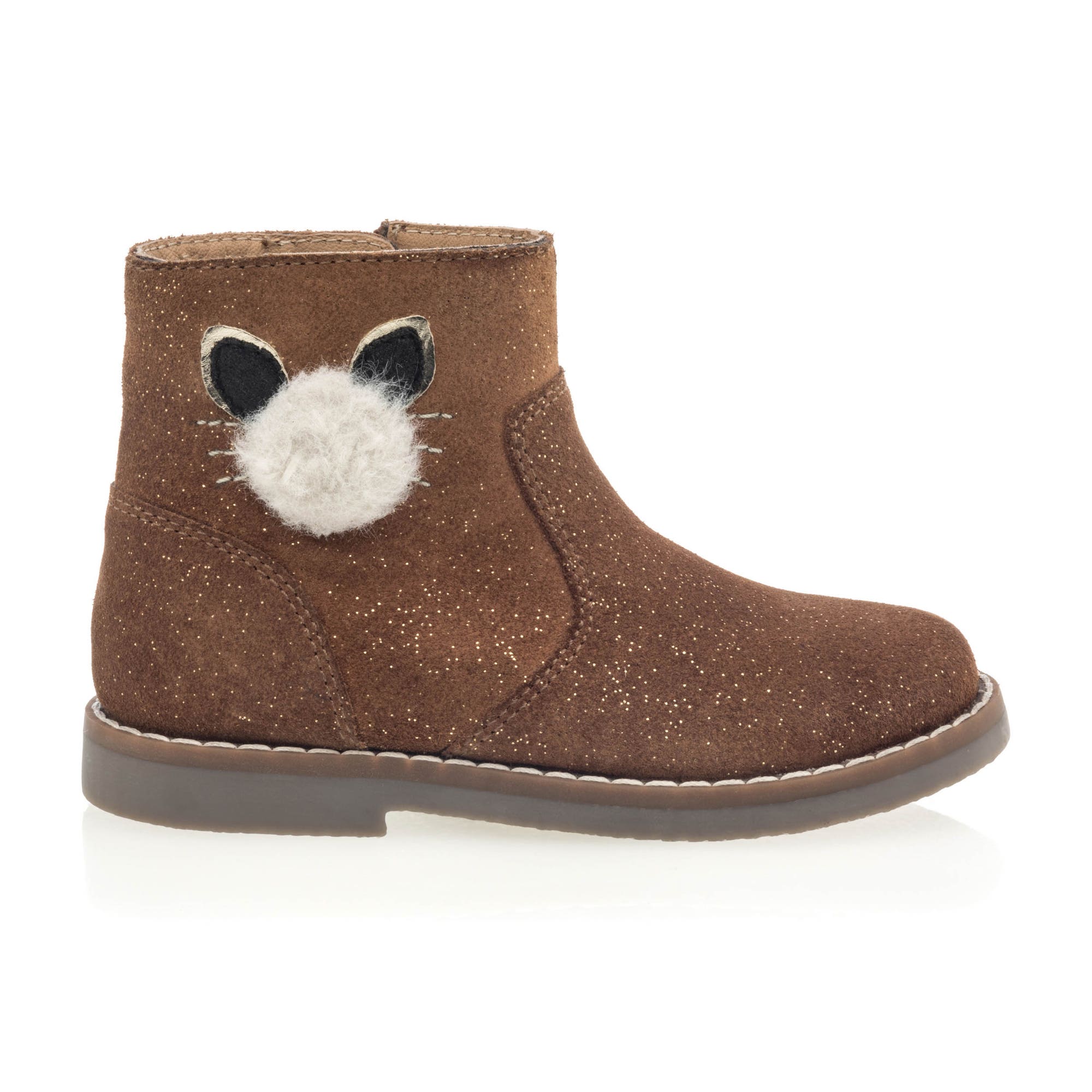 Bottines Fille en cuir cognac