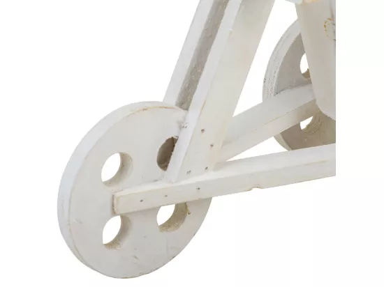 Support à vélo pour pot de fleurs en bois blanc 24x14x19,5h