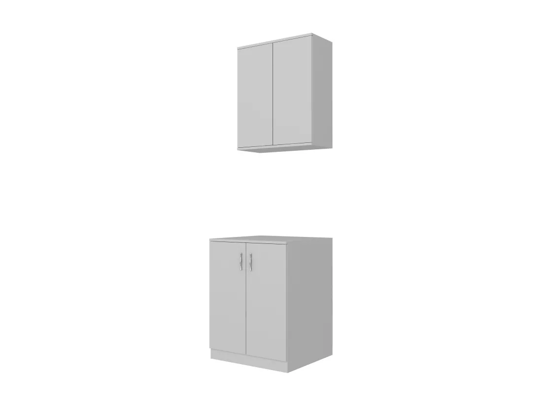 Ensemble Armoire pour Machine à Laver et étagère en Bois Blanc