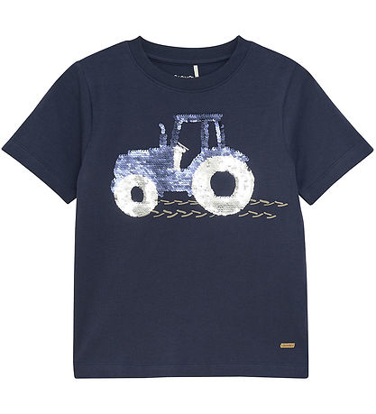 Minymo T-Shirt - Blue Nights m. Wendepailletten