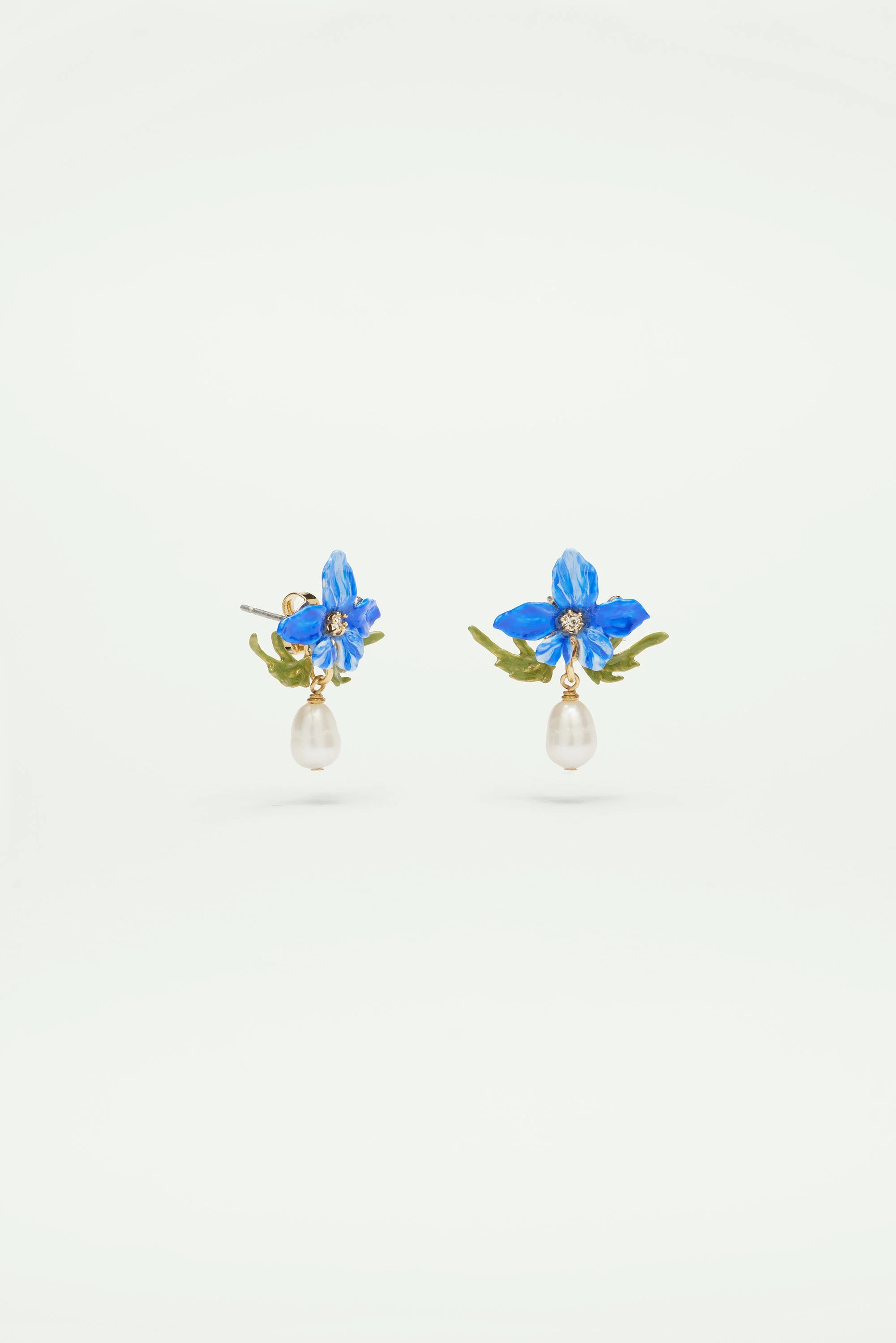 Boucles d'oreilles violette et perle baroque | Bleu