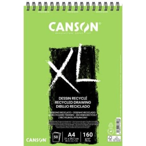 Bloc croquis canson xl recyclé spirale micro-perforations 160g a4 50f